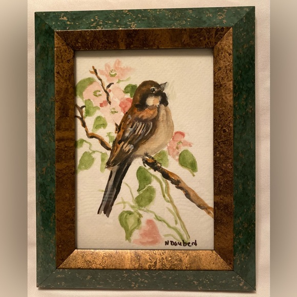 Bird Print Framed Darling Signed N Daubert - Picture 1 of 6
